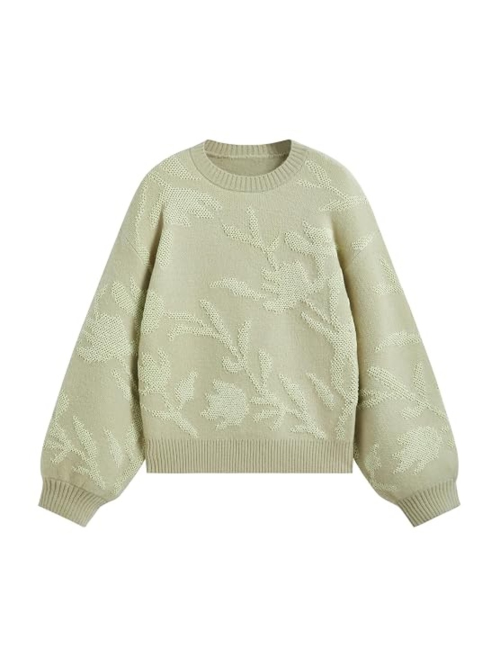 Cider Sage Green Floral Crewneck Sweater